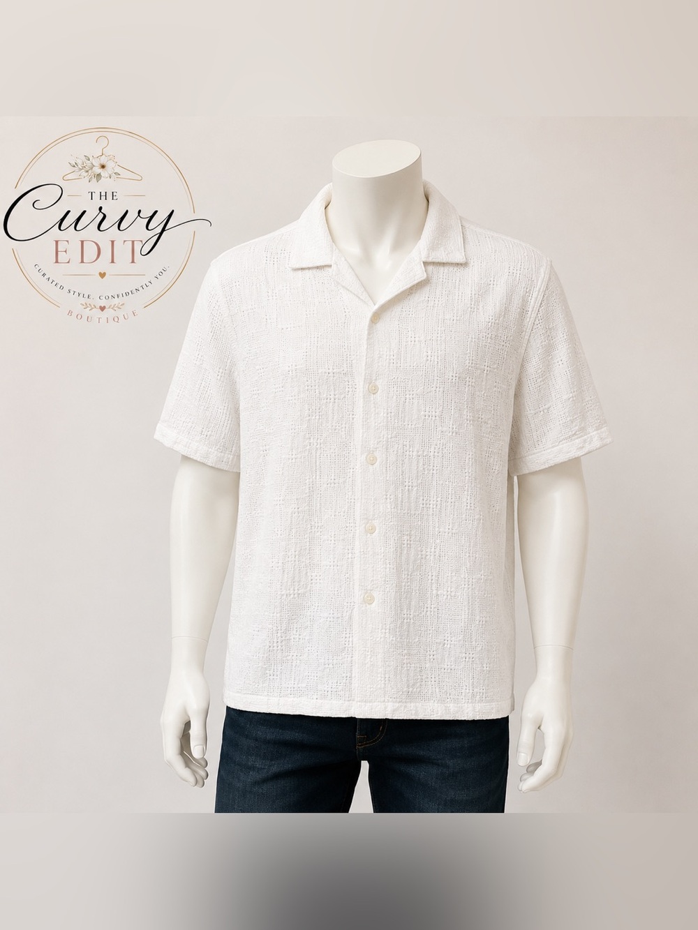 Denim & Flower by Ricky Singh Relaxed Fit Textured Camp Shirt – Men’s XL